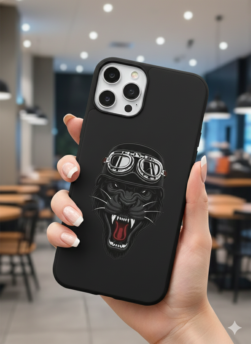 Midnight Rider Panther – Matte Black Impact Case (Iphone, 13,14,15,13 Pro,14 Pro,15 Pro,16 Pro)