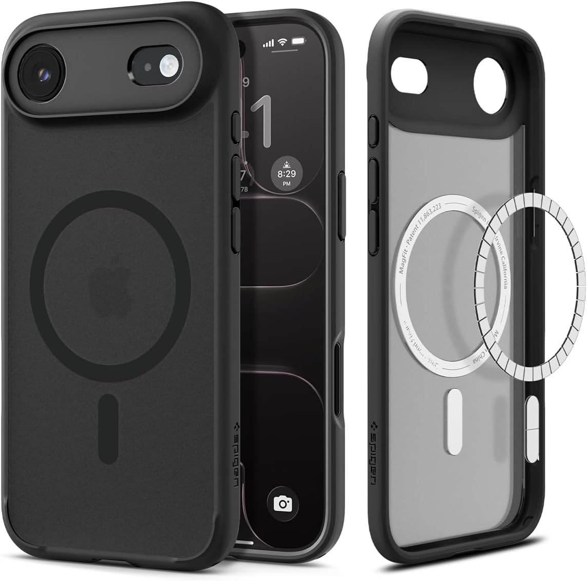 Premium Magnetic Transparent Back Cover For Iphone 17 Air - Black