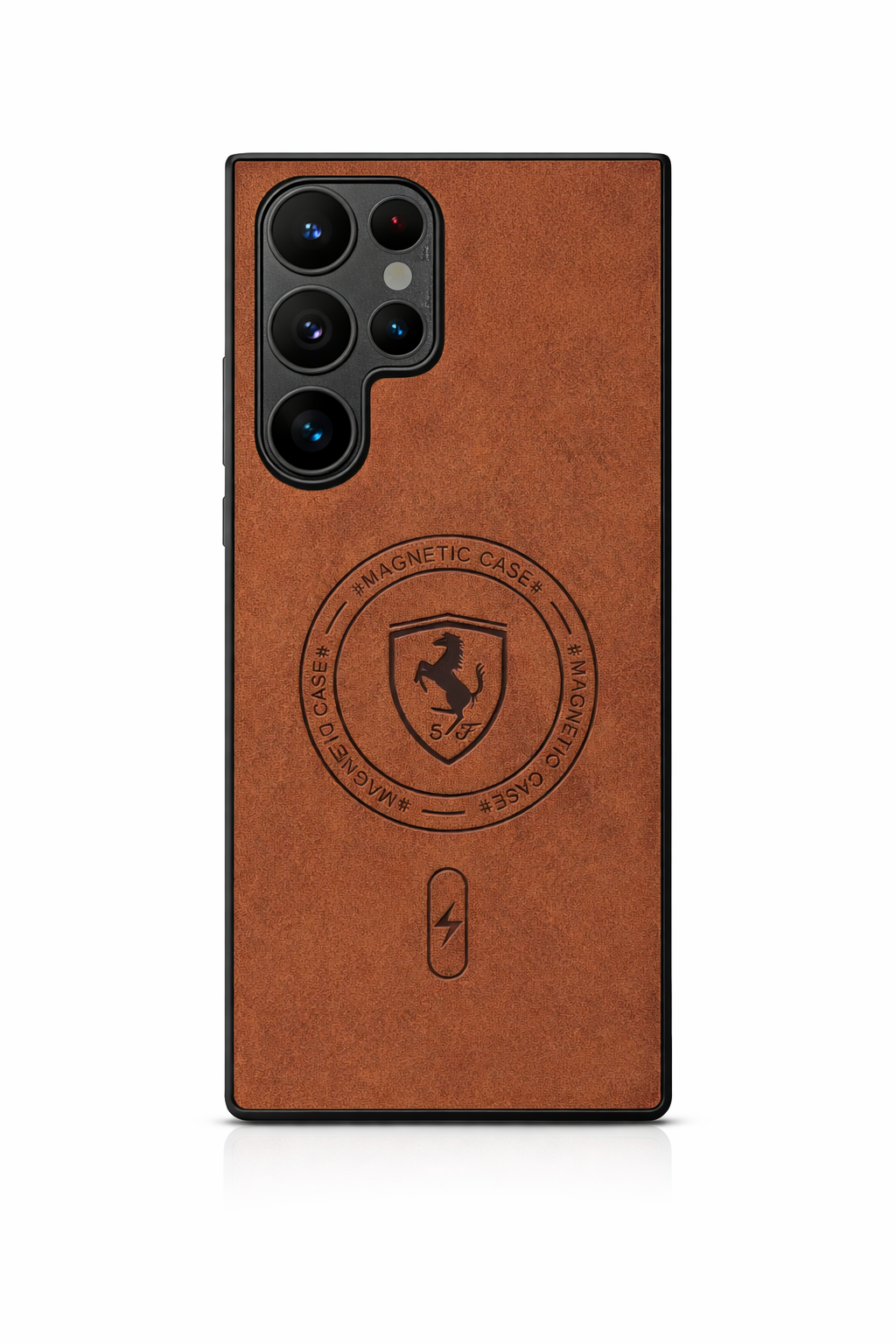 Magnetic Leather Back Cover Case for Samsung Galaxy S24 Ultra 5G | Premium Brown Finish | MagSafe Compatible | Shockproof Protection