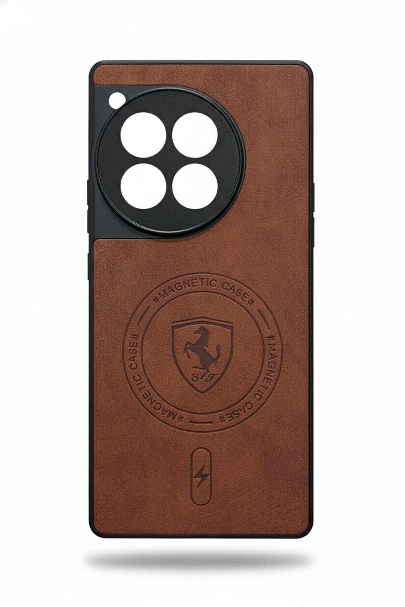 Magnetic Leather Back Cover for OnePlus Ace 3 | Premium Brown Finish | Shockproof Slim CaseMagnetic Leather Back Cover for OnePlus Ace 3 | Premium Brown Finish | Shockproof Slim Case