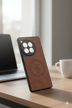 Magnetic Leather Back Cover for OnePlus Ace 3 | Premium Brown Finish | Shockproof Slim CaseMagnetic Leather Back Cover for OnePlus Ace 3 | Premium Brown Finish | Shockproof Slim Case