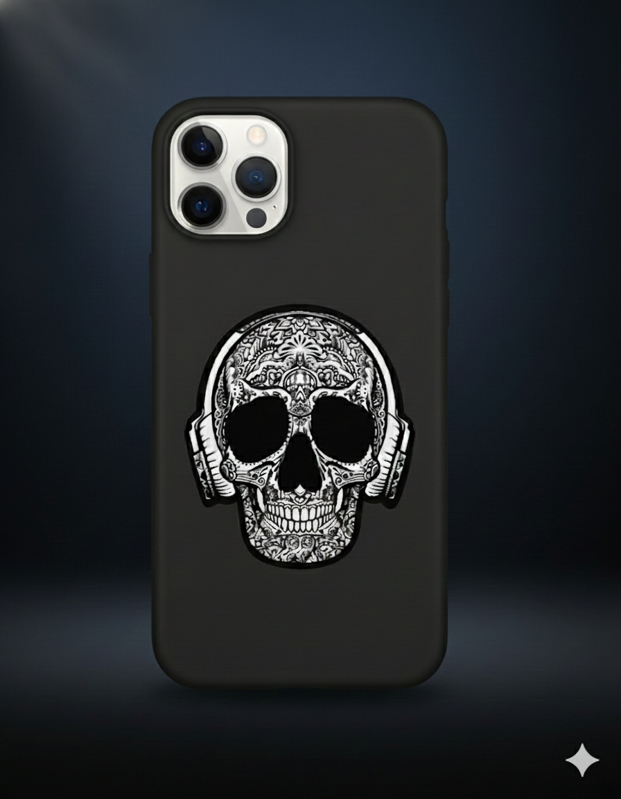 Beats & Bones – Mandala Skull Headphone Case (Iphone, 13,14,15,13 Pro,14 Pro,15 Pro,16 Pro)