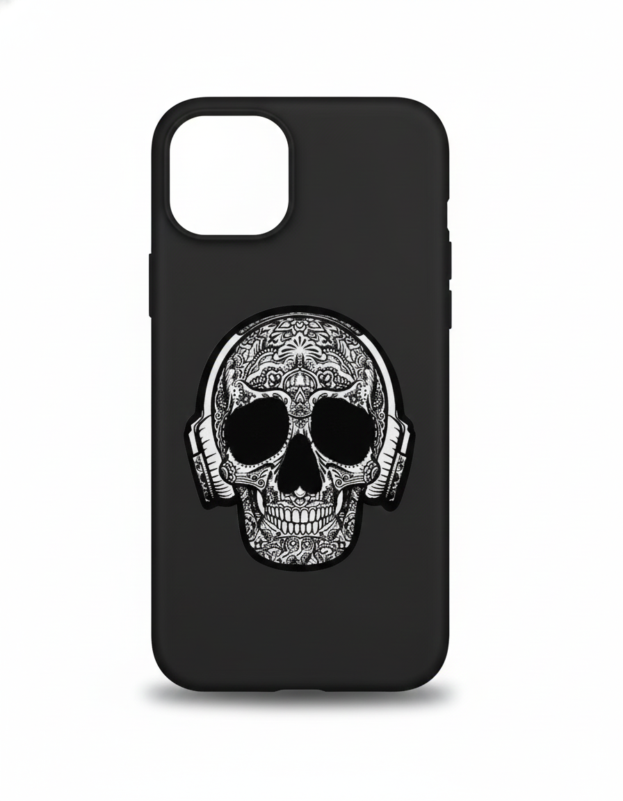 Beats & Bones – Mandala Skull Headphone Case (Iphone, 13,14,15,13 Pro,14 Pro,15 Pro,16 Pro)