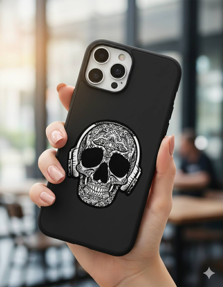 Beats & Bones – Mandala Skull Headphone Case (Iphone, 13,14,15,13 Pro,14 Pro,15 Pro,16 Pro)