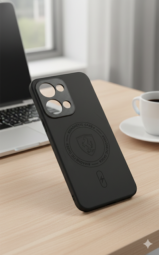 Magnetic Matte Back Cover for OPPO Reno 13 5G | Slim Shockproof Case | Premium Black Finish